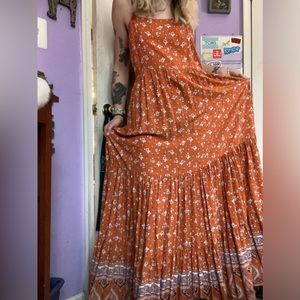 Orange Floral Maxi Dress